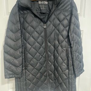 Michael Kors Quilted Diamond-Pattern Packable Puffer Coat - Black